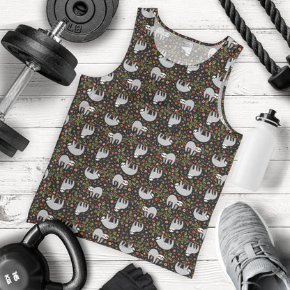 Sloth Cute Design Themed Print Men Tank Top