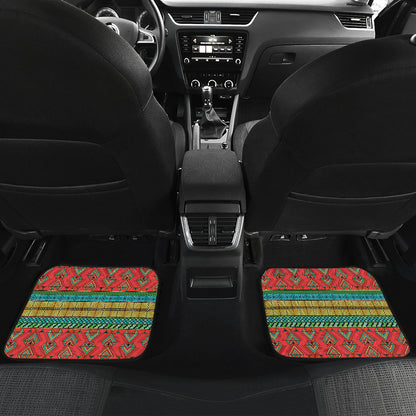 African Colorful Zigzag Print Pattern Car Floor Mats Front Back