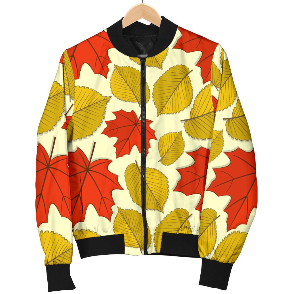 Elm Maple Leave Print Pattern Men Bomber Jacket