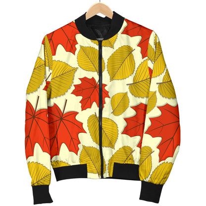 Elm Maple Leave Print Pattern Men Bomber Jacket