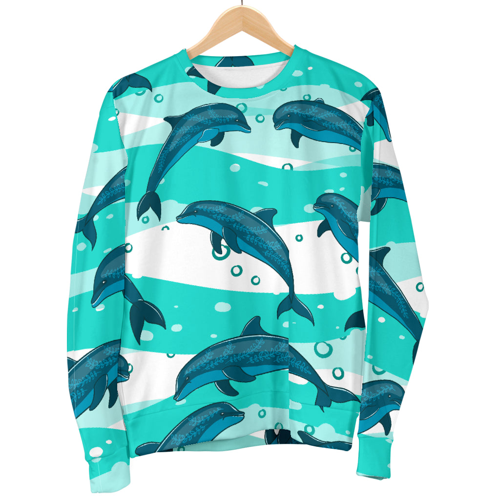 Dolphin Design Print Pattern Men Long Sleeve Sweatshirt