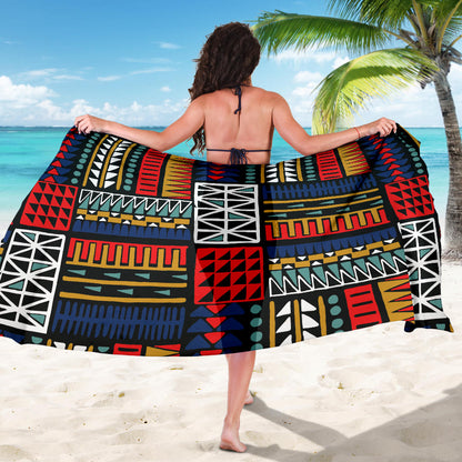 Kente Pattern Print Design 02 Sarong Pareo Wrap