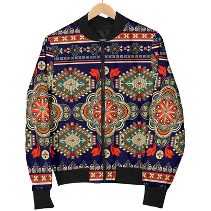 Ethnic Geometric Print Pattern Men Bomber Jacket