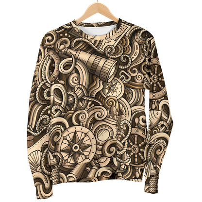 Nautical Tattoo Design Themed Print Women Long Sleeve Sweatshirt