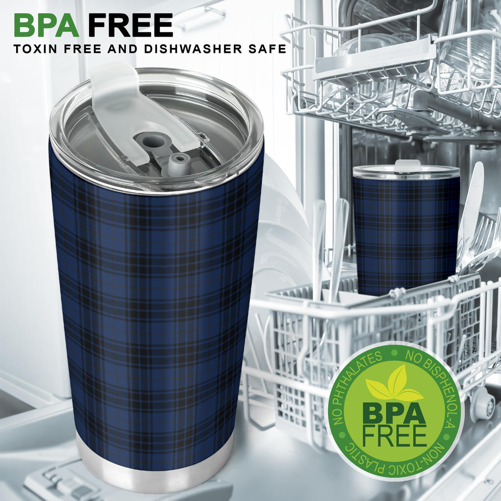 Navy Blue Tartan Plaid Pattern Tumbler