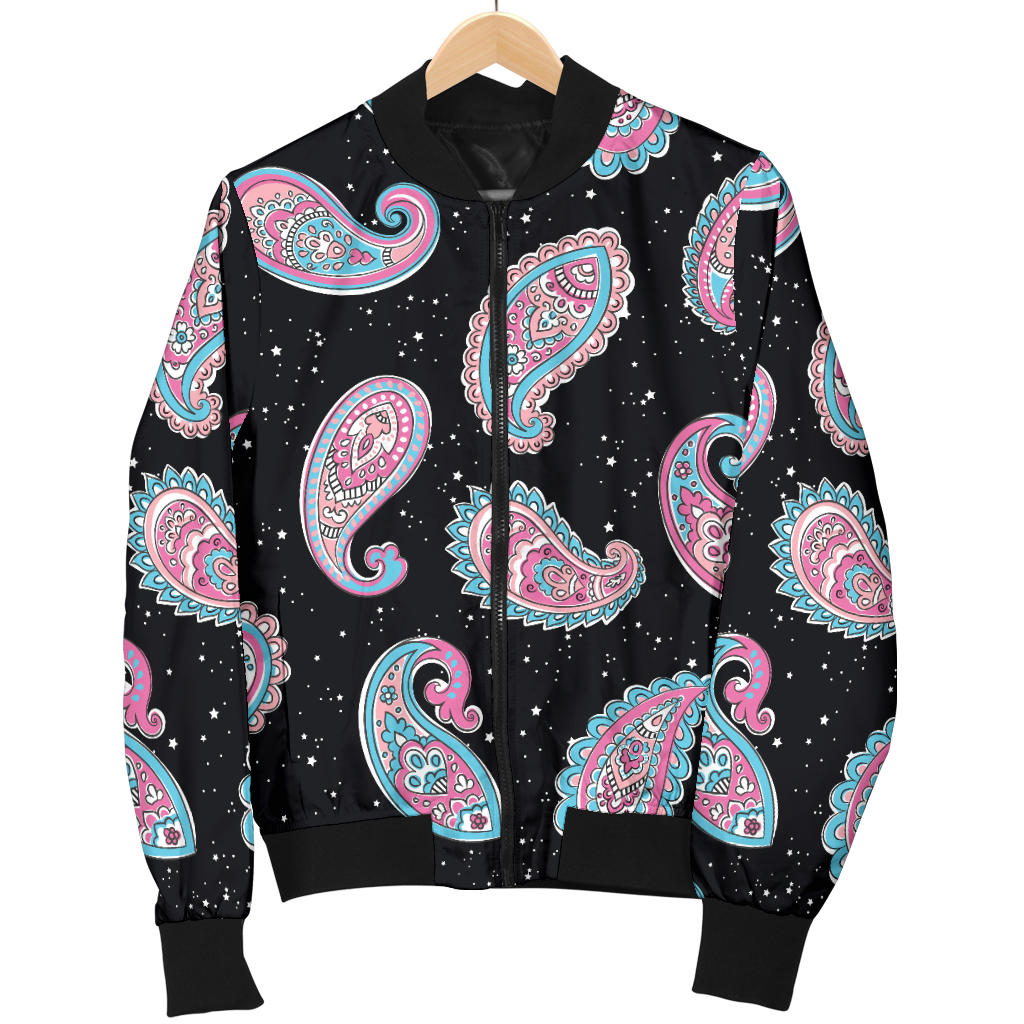 Paisley Pink Design Mandala Print Men Bomber Jacket