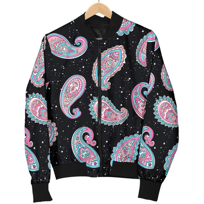 Paisley Pink Design Mandala Print Men Bomber Jacket