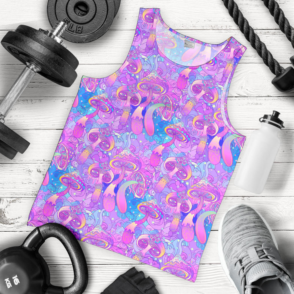Psychedelic Trippy Mushroom Print Men Tank Top