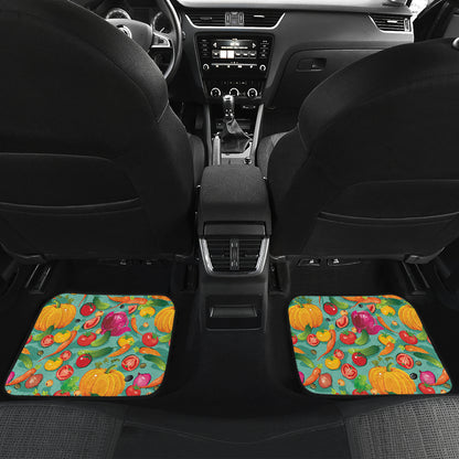 Vegan Colorful Themed Design Print Car Floor Mats Front Back