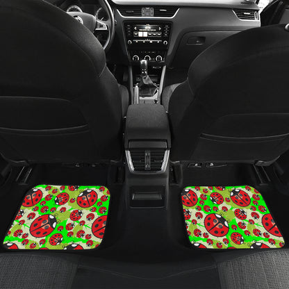 Ladybug with Leaf Print Pattern Car Floor Mats Front Back