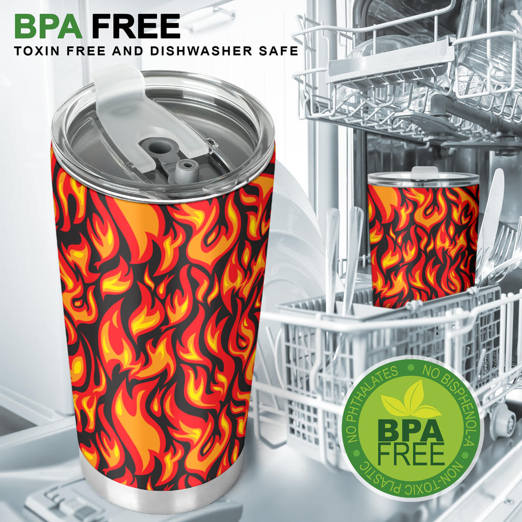 Flame Fire Print Pattern Tumbler