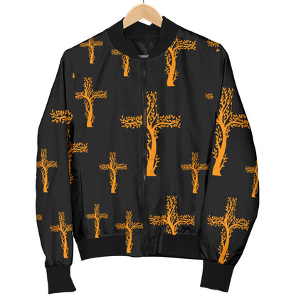 Christian Tree of Life Cross Design Men Bomber Jacket