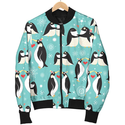 Penguin Love Print Men Bomber Jacket