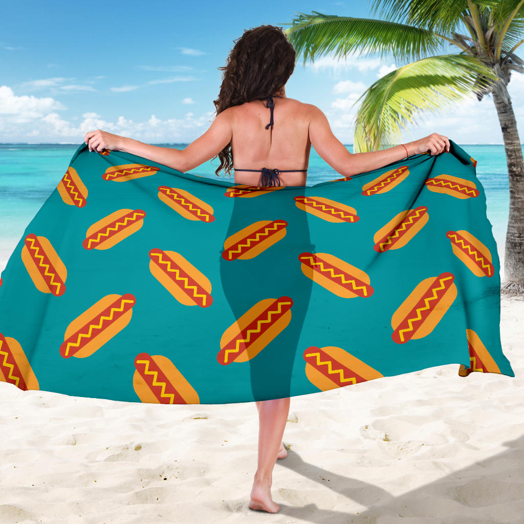 Hot Dog Pattern Print Design 03 Sarong Pareo Wrap