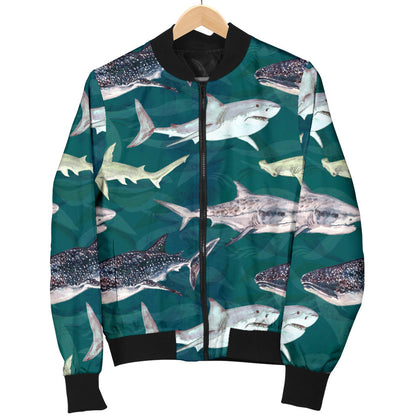 Shark Style Print Men Bomber Jacket
