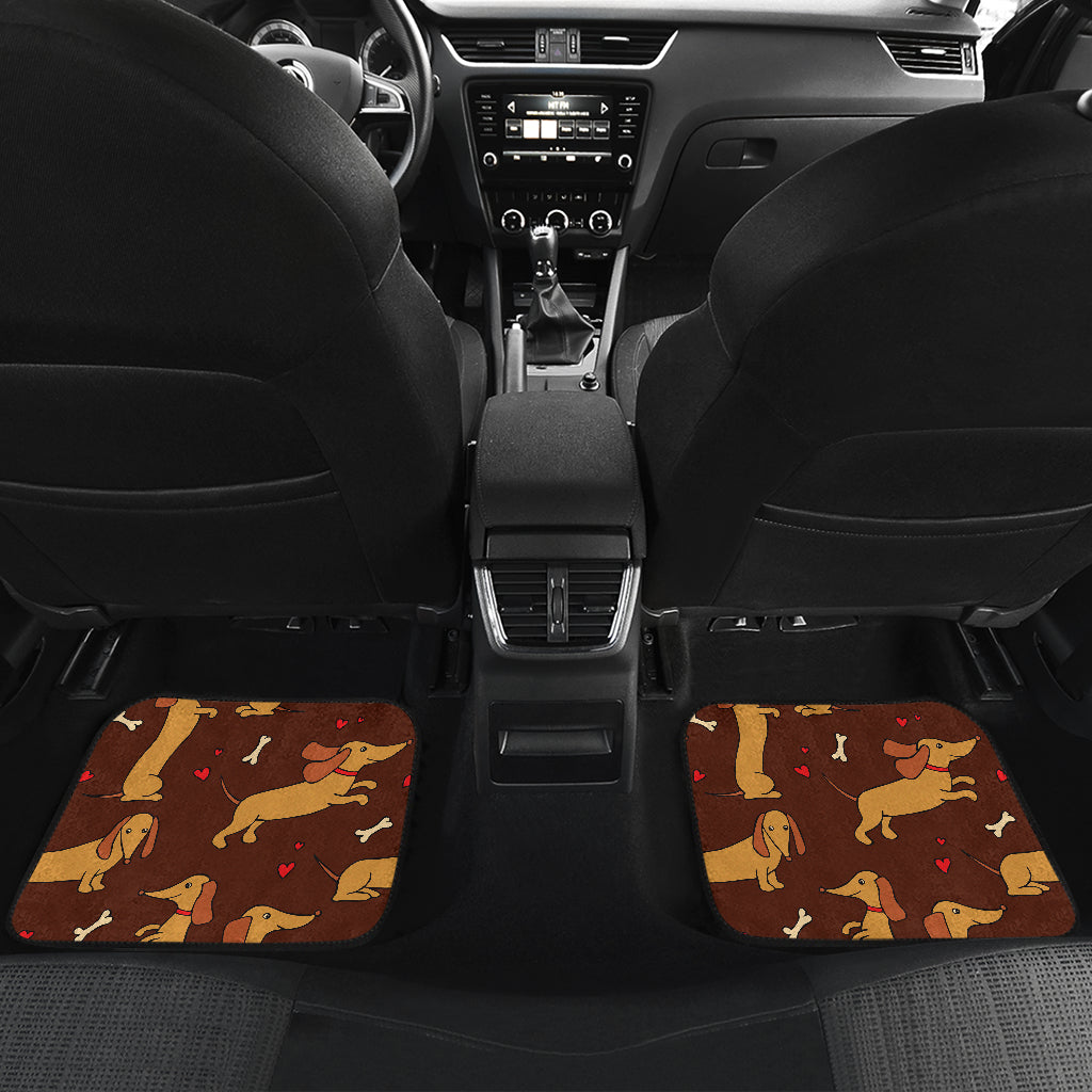 Dachshund Happy Print Pattern Car Floor Mats Front Back