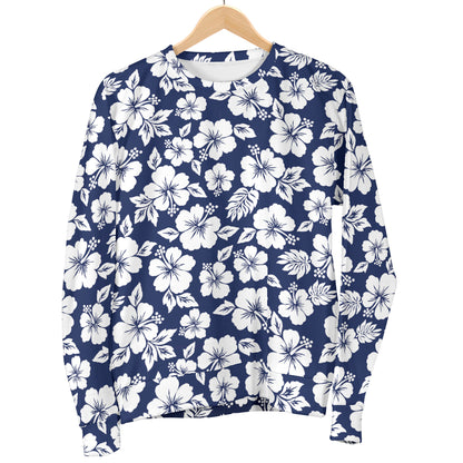 Hibiscus Blue Hawaiian Flower Style Men Long Sleeve Sweatshirt