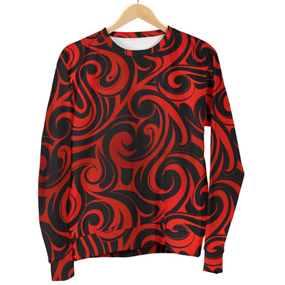 Maori Red Black Themed Design Women Long Sleeve Sweatshirt