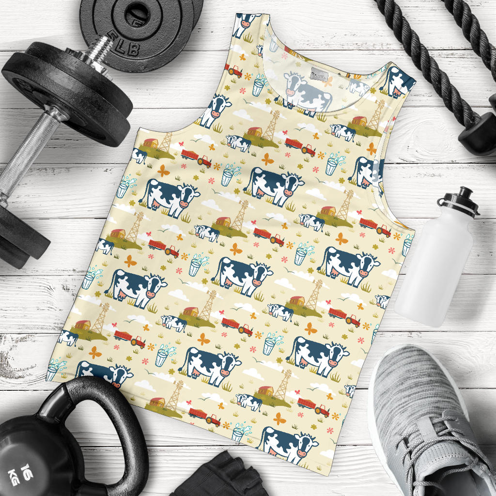 Cow Farm Design Print Men Tank Top