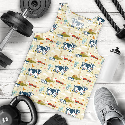 Cow Farm Design Print Men Tank Top