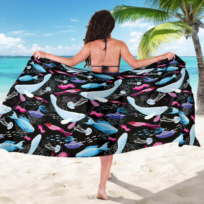 Manatee Pattern Print Design 02 Sarong Pareo Wrap