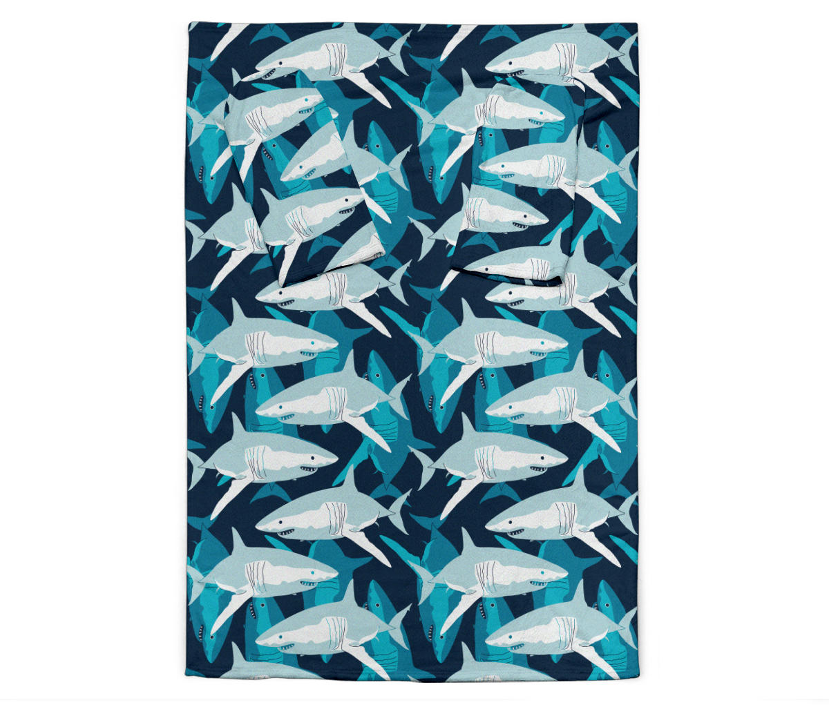 Shark Design Print Adult Sleeve Blanket