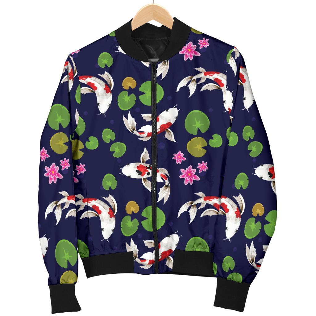 Koi Carp Pattern Design Themed Print Men Bomber Jacket