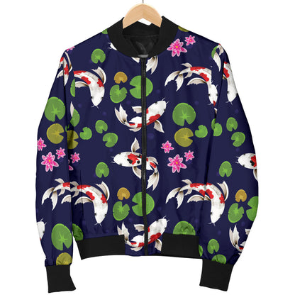 Koi Carp Pattern Design Themed Print Men Bomber Jacket