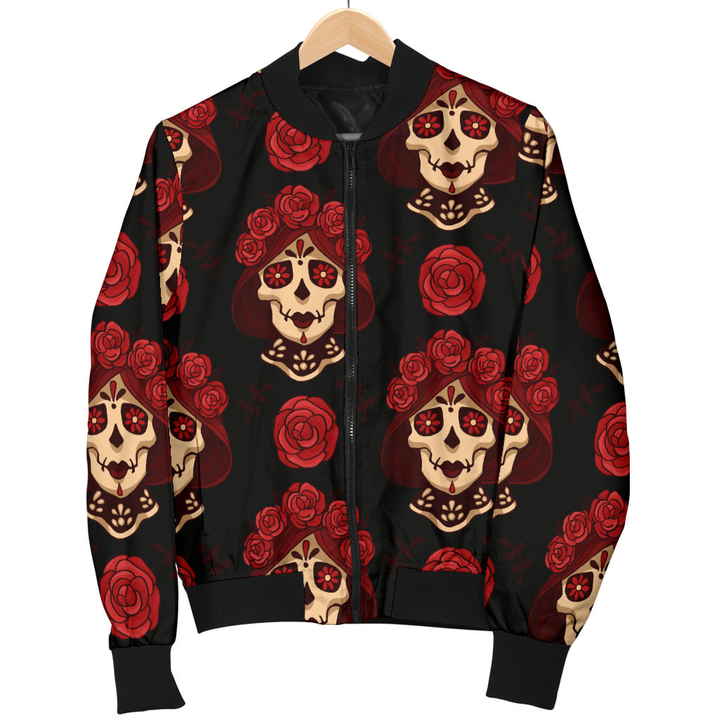 Day of the Dead Skull Girl Pattern Men Bomber Jacket