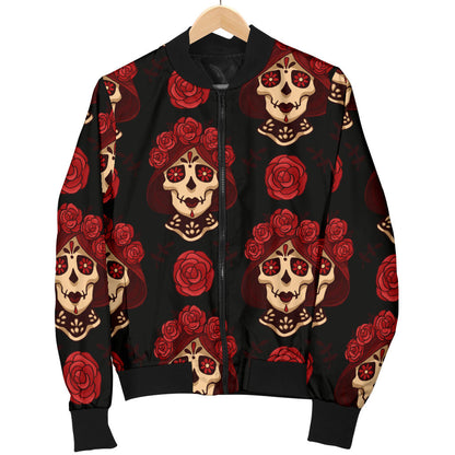 Day of the Dead Skull Girl Pattern Men Bomber Jacket