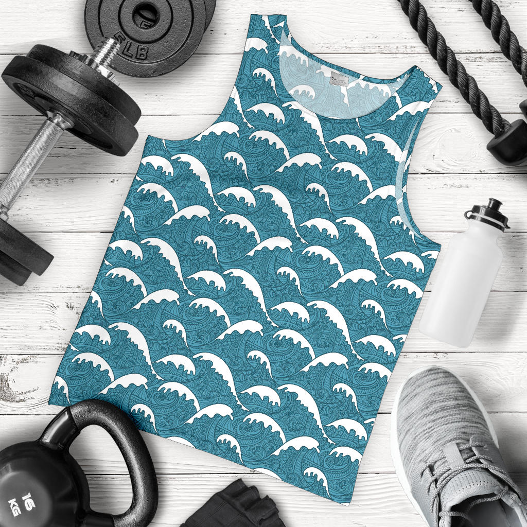 Surf Wave Tribal Design Men Tank Top