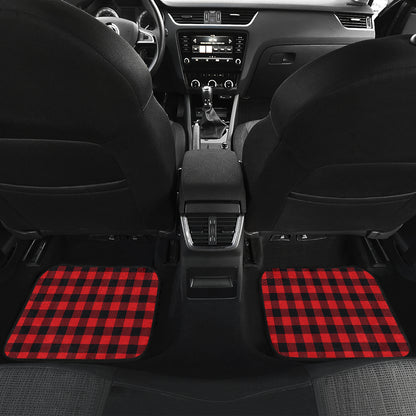 Red Black Buffalo Tartan Plaid Pattern Car Floor Mats Front Back