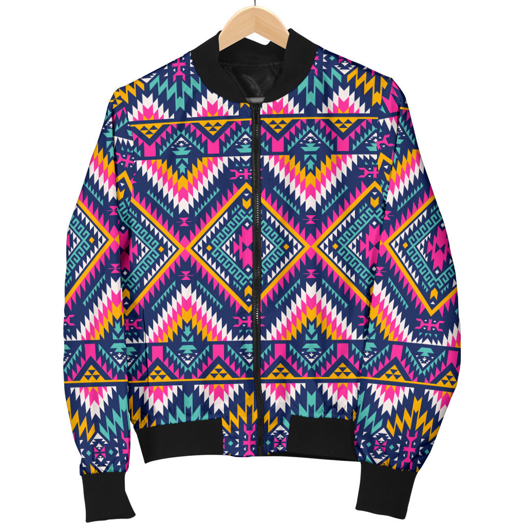 Indian Navajo Pink Themed Design Print Men Bomber Jacket