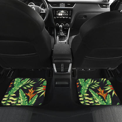 Hawaiian Flower Tropical Palm Leaves Car Floor Mats Front Back