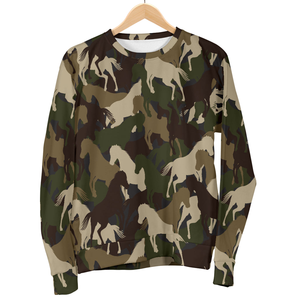 Horse Camo Themed Design Print Women Long Sleeve Sweatshirt