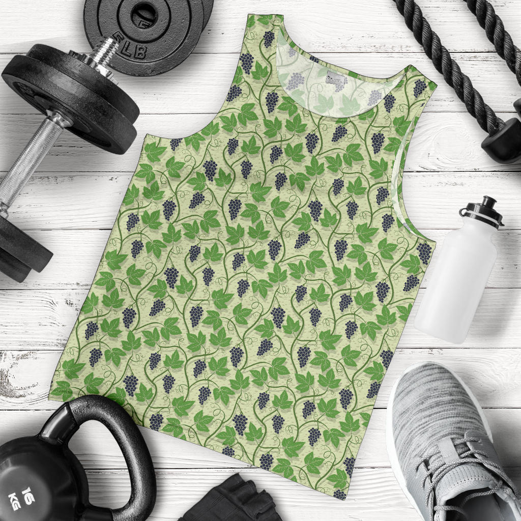 Wine Grape Thmed Print Men Tank Top