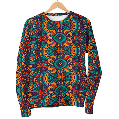 Ethnic Style Print Pattern Men Long Sleeve Sweatshirt