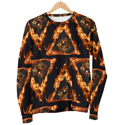 Eye of Horus in Flame Print Men Long Sleeve Sweatshirt