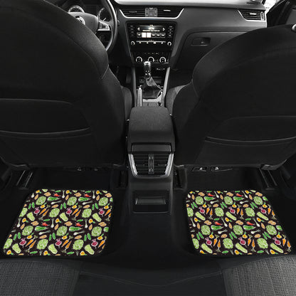 Vegan Draw Themed Design Print Car Floor Mats Front Back