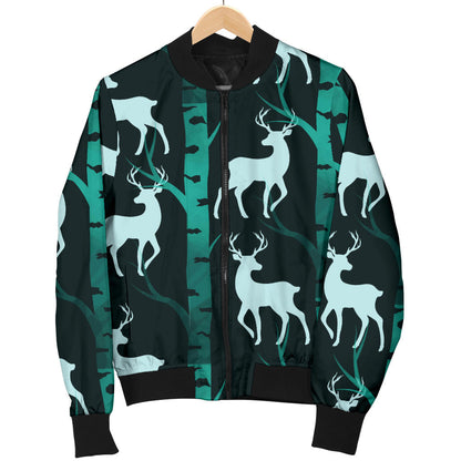 Deer Jungle Print Pattern Men Bomber Jacket