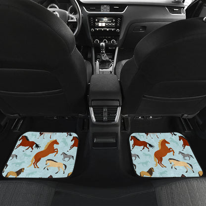 Horse Cute Themed Pattern Print Car Floor Mats Front Back