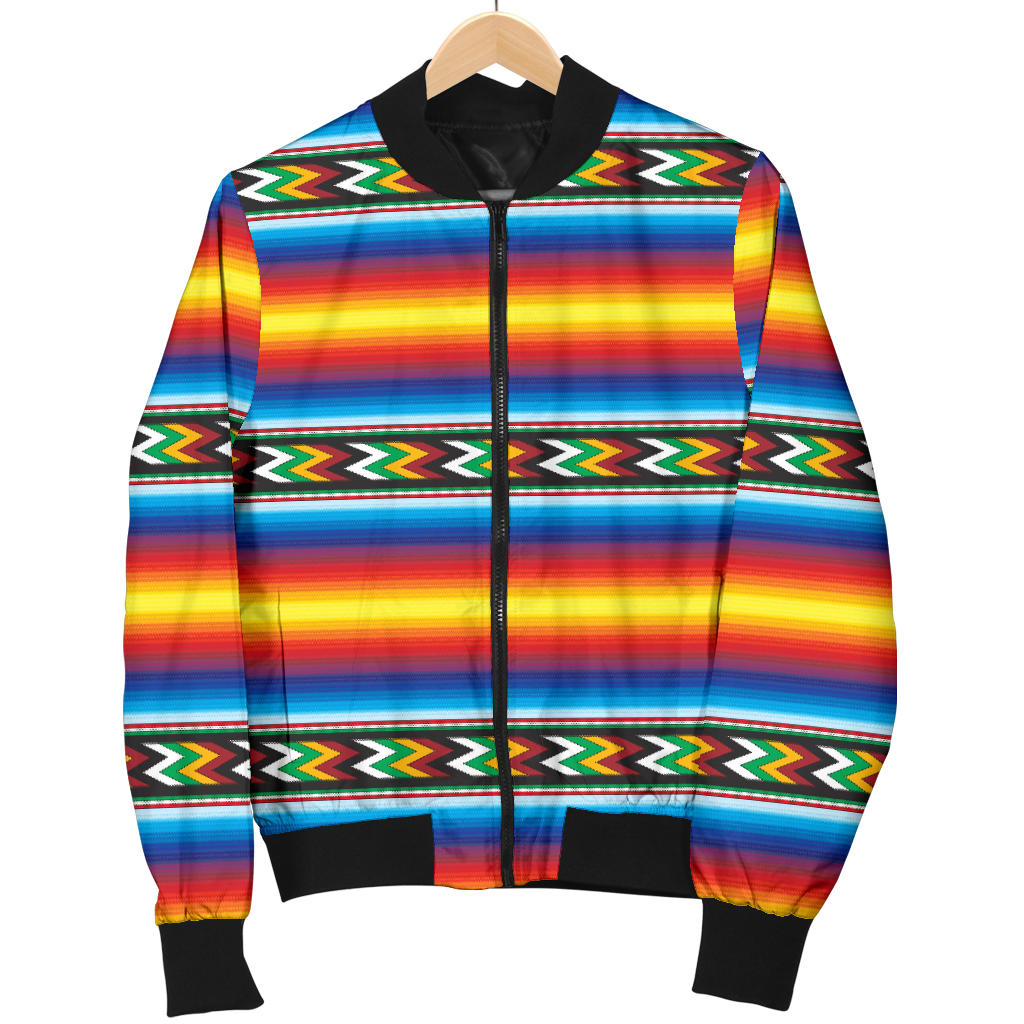Mexican Blanket ZigZag Print Pattern Men Bomber Jacket
