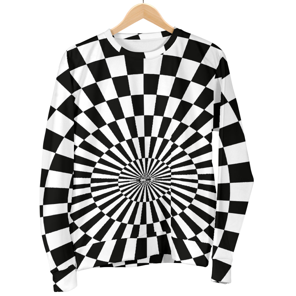 Checkered Flag Optical illusion Women Long Sleeve Sweatshirt
