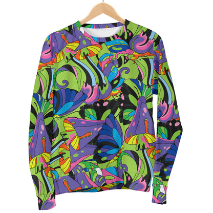 Psychedelic Trippy Mushroom Themed Men Long Sleeve Sweatshirt