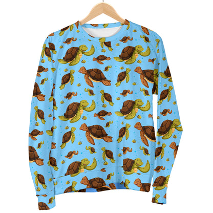 Hello Sea Turtle Print Pattern Men Long Sleeve Sweatshirt