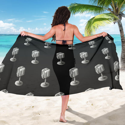 Microphone Vintage Pattern Print Design 01 Sarong Pareo Wrap