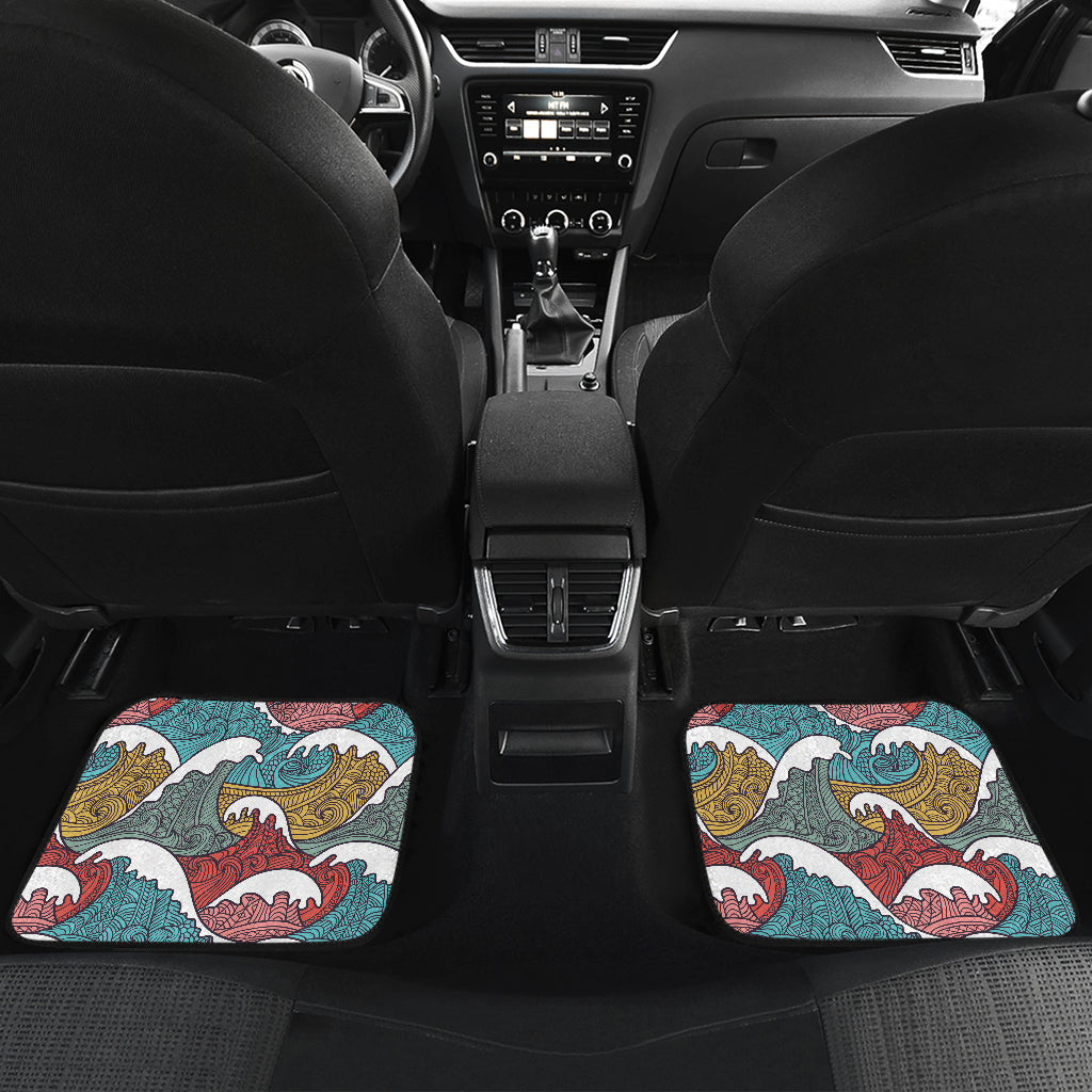 Tribal Wave Pattern Print Car Floor Mats Front Back