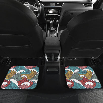 Tribal Wave Pattern Print Car Floor Mats Front Back