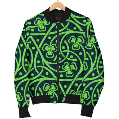 Shamrock Themed Print Men Bomber Jacket