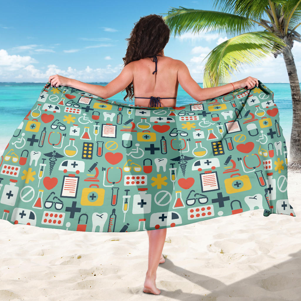 Medical Pattern Print Design 02 Sarong Pareo Wrap